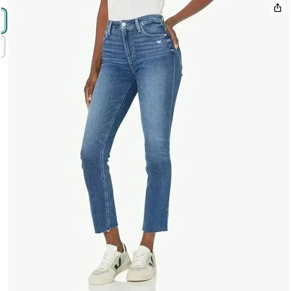 Hoxton Straight  Slim Jean Mid Rise Straight Leg Frayed Hem Size 28 - Picture 1 of 7